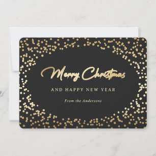 Black and Gold Snowy Holiday Card