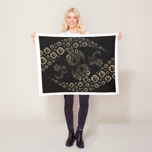 Black and Gold Spades Fractal Blanket (In Situ)