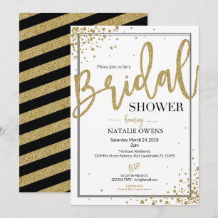 Black and Gold Sparkle Bridal Shower Invitation