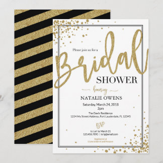 Black and Gold Sparkle Bridal Shower Invitation