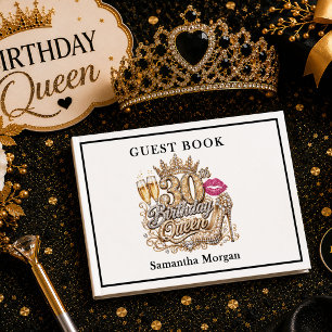 Black And Gold Sparkle Luxe 30th Birthday Guest Bo Book