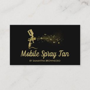 Black and Gold Sparkle Mobile Tanning Spray Business Card