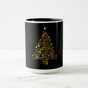Black and Gold Sparkly Christmas Tree  Mug