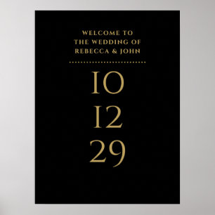 Black And Gold Special Date Wedding Welcome Sign