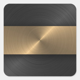 Black And Gold Square Sticker