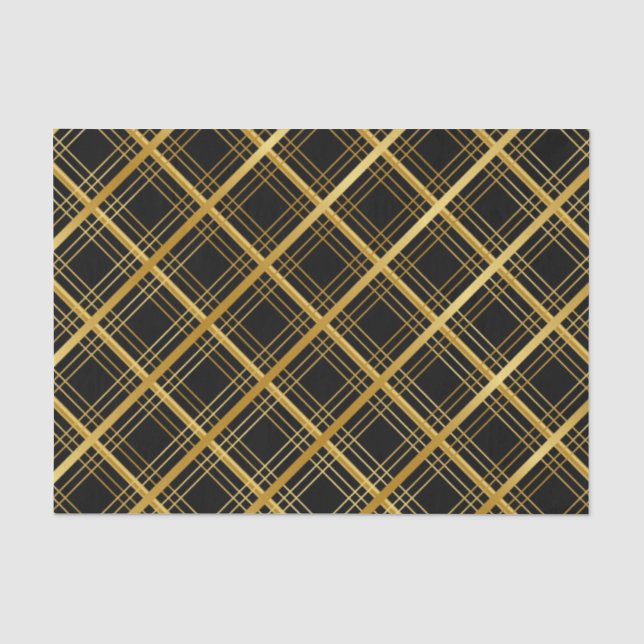 Black And Gold Square  Tissue Paper (Front)