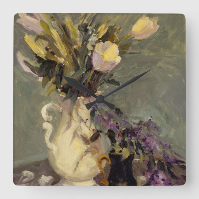 Black and Gold Square Wall Clock (Front)