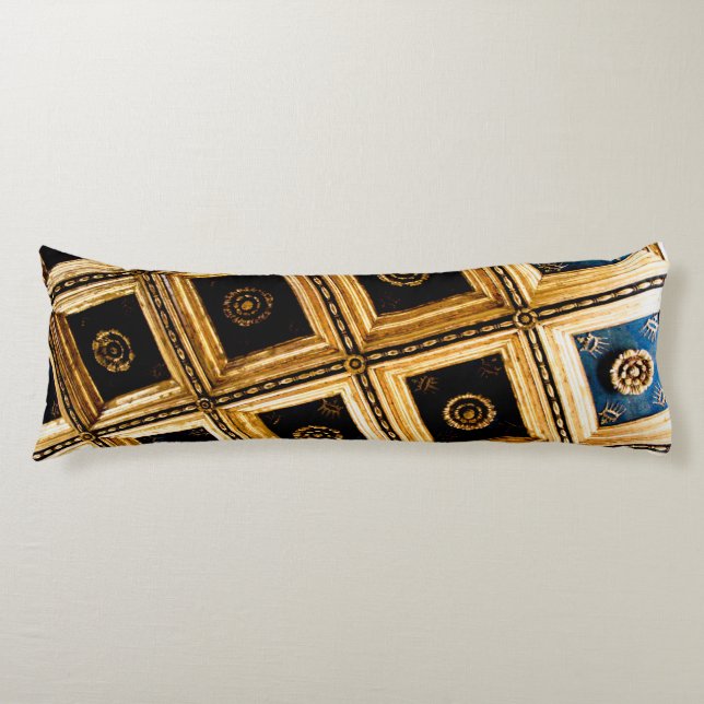 Black and Gold Squares  Body Pillow (Front)