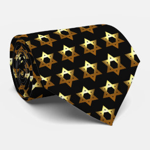 Black and Gold Star of David Neck Tie