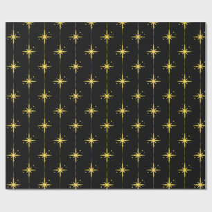 Black and Gold Star Wrapping Paper