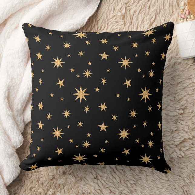 Black and Gold Stars Accent Pillow (Blanket)