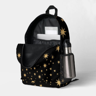 Black and Gold Stars Backpack - Starry Pattern