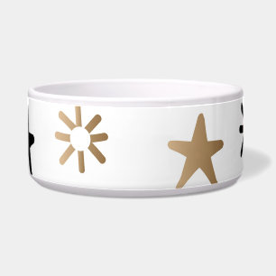 Black and Gold Stars Dog Bowl