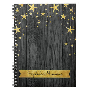 Black and Gold Stars Elegant Memories Book