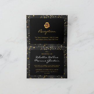 Black And Gold Stars Goth Pattern  Invitation