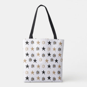 Black and Gold Stars Modern Trendy Boho Tote Bag