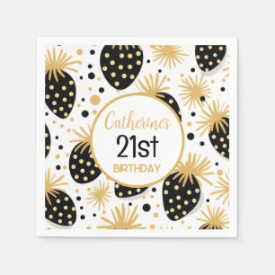 Black and Gold Strawberry Pattern Napkin