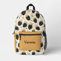 Black and Gold Strawberry Pattern With Name