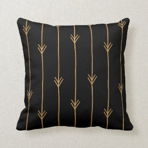 Black and Gold Stripe Decorative Throw Pillow