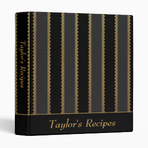 Black and Gold Stripe Personalized 3-Ring Binder