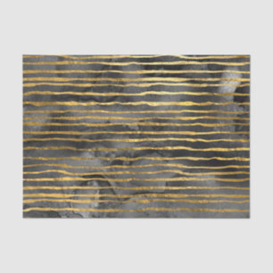 Black and Gold Striped Pattern Tissue Paper