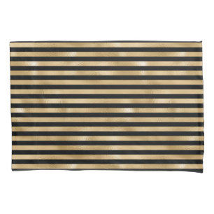 Black and Gold Striped  Pillow Cases for Bed