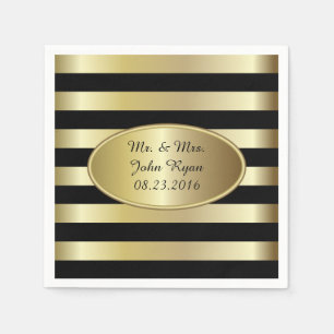 Black and Gold Stripes   Any Occasion Napkin