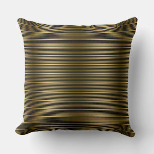 Black And Gold Stripes Pattern Throw Pillow