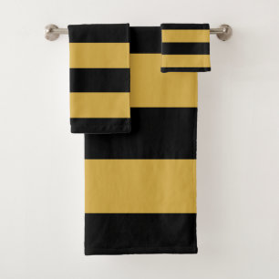Black and gold stripes Towels set