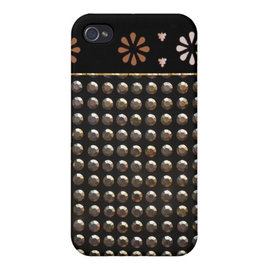 Black And Gold Studs Pattern Case For iPhone 4