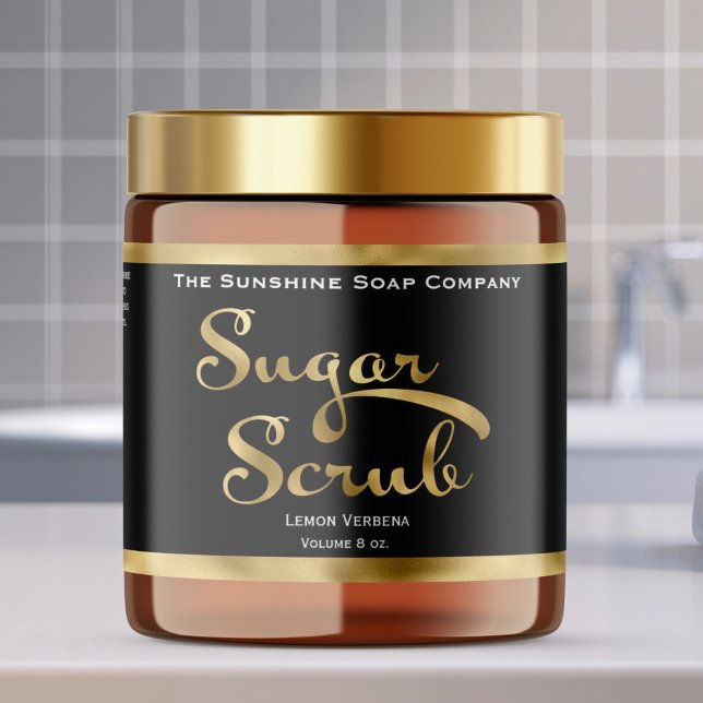 Black and Gold Sugar Scrub Jar Label (Creator Uploaded)