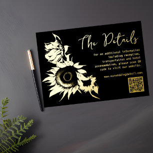 Black and Gold Sunflower QR code Details card
