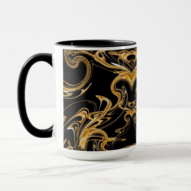 Black and Gold Swirl Mug (Left)