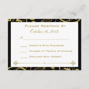 Black and Gold Swirl Reply Card