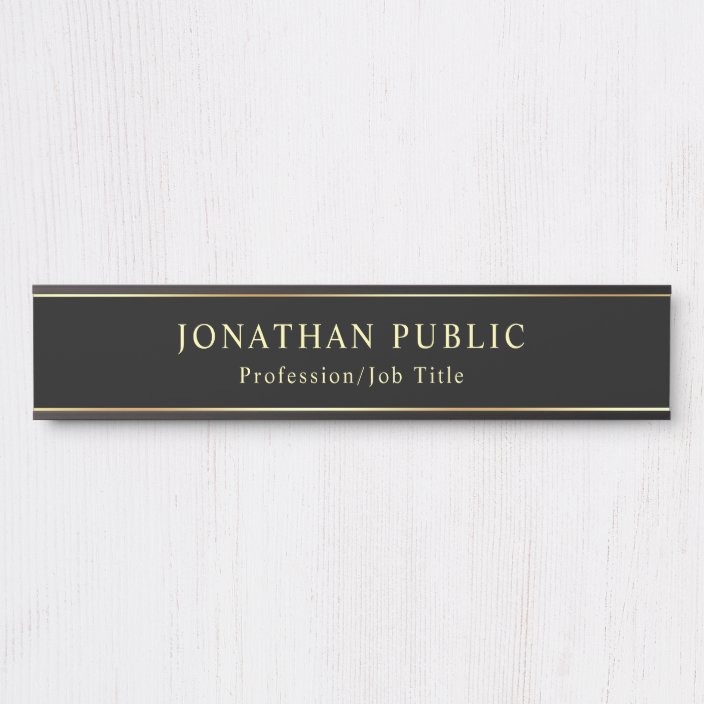 Black And Gold Template Elegant Classic Look Door Sign 