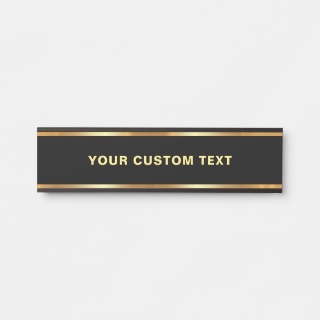 Black And Gold Template Elegant Your Custom Text Door Sign (Front)