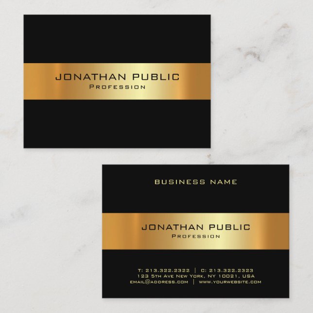 Black And Gold Template Modern Personalized Business Card (Front/Back)