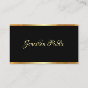 Black And Gold Template Professional Script Modern Business Card