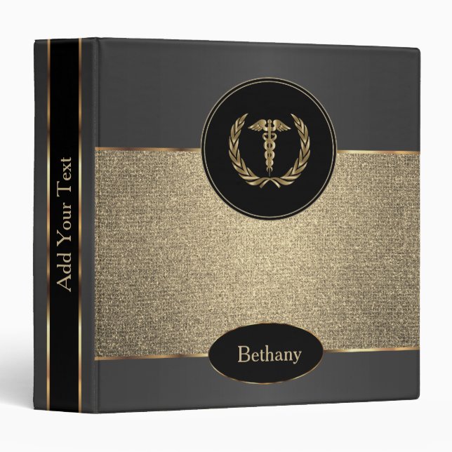 Black and Gold Texture - Create Your Own Binder (Front/Spine)