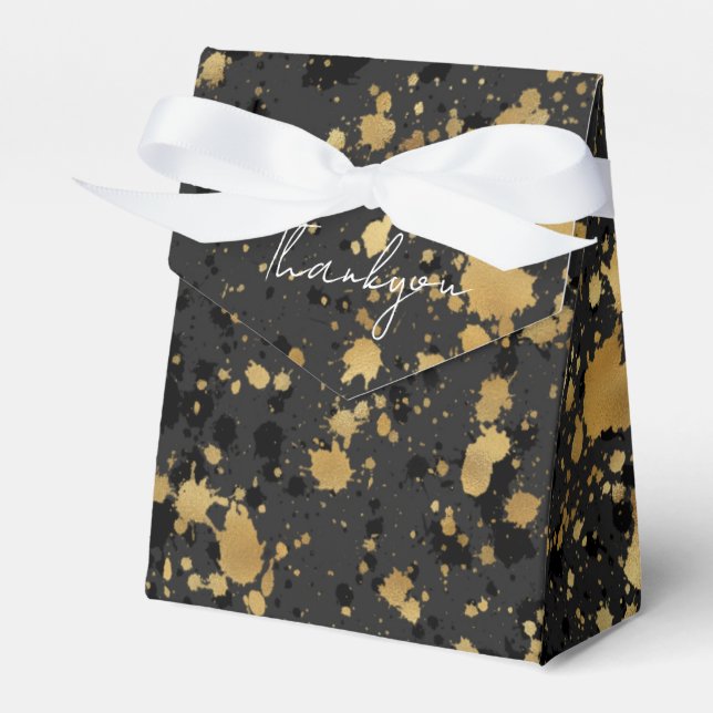 Black and Gold Thank You Favour Box (Front Side)