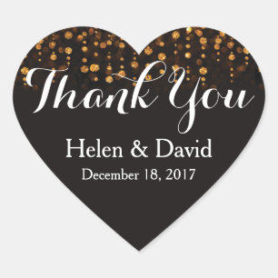 Black and Gold Thank You Wedding Favour Stickers
