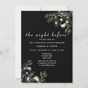 Black and Gold The Night Before Rehearsal Dinner Invitation
