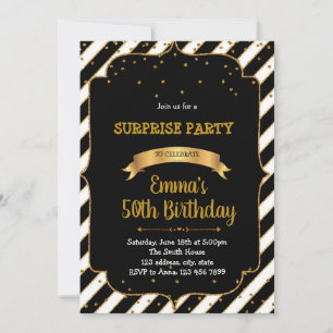 Black and gold theme party invitation