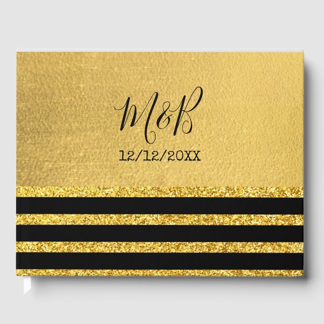 Black  and Gold theme Wedding Guest Book (Front)
