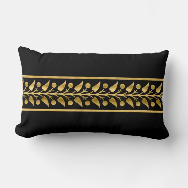 Black and Gold Throw Pillow (Front)