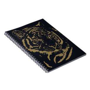 Black and Gold Tiger Artwork Luxury Glitter Style Notebook