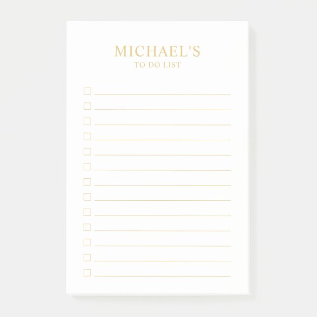 Black and Gold  To Do List Post-it Notes (Front)