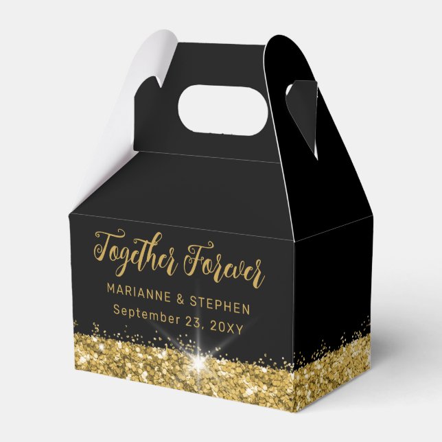 Black and Gold Together Forever Elegant Favor Box (Front Side)