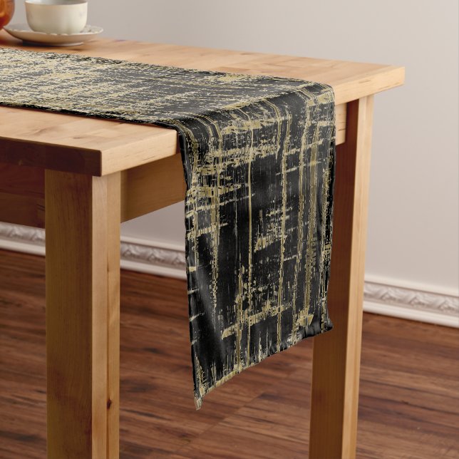 Black and Gold Traditional Design Long Table Runner (In Situ)