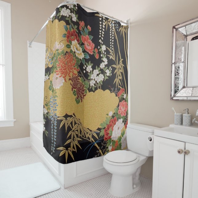 Black and Gold Traditional Japanese Kimono Floral  (In Situ)